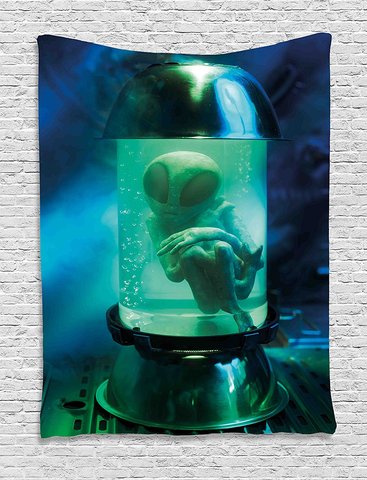 Tapiz para el espacio exterior, imagen artística de tubo para dormitorio con imagen de OVNI alienígena de Martian en un acuario ► Foto 1/6