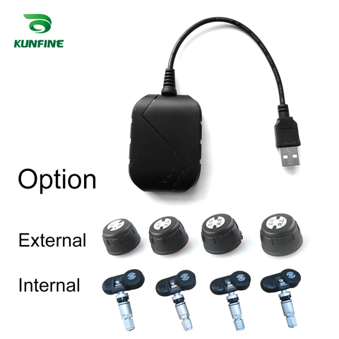 KUNFINE-sistema de supervisión de presión de neumáticos, TPMS, USB, Android, pantalla de alarma, 5V, navegación Android, Radio de coche con 4 sensores ► Foto 1/1