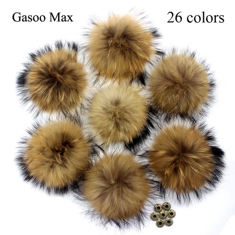 5pcs/lot DIY 13cm 15cm Pompones de Piel de Mapache para Gorro de Punto de Invierno Sombrero de Pompón Real Fox Para Gorros Bufandas Pompones de Piel Real ► Foto 1/6