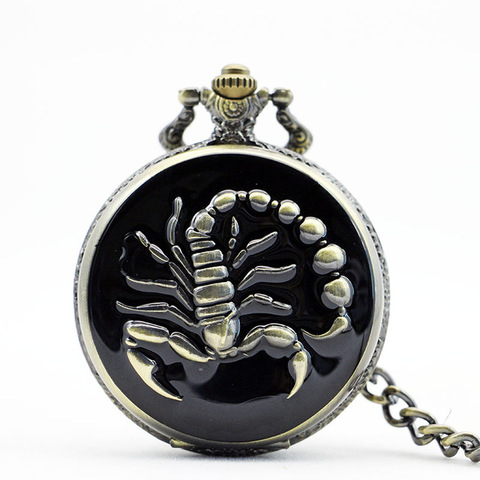 Relojes de bolsillo de cuarzo de escorpión para hombre y mujer, reloj con cadena Fob, WP4009 ► Foto 1/5