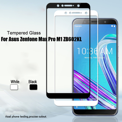 2 piezas ZB602KL completa vidrio templado para Asus Zenfone Max Pro M1 ZB602KL X00TD Protector de pantalla de cobertura completa M2 ZB631KL ZB633KL ► Foto 1/6