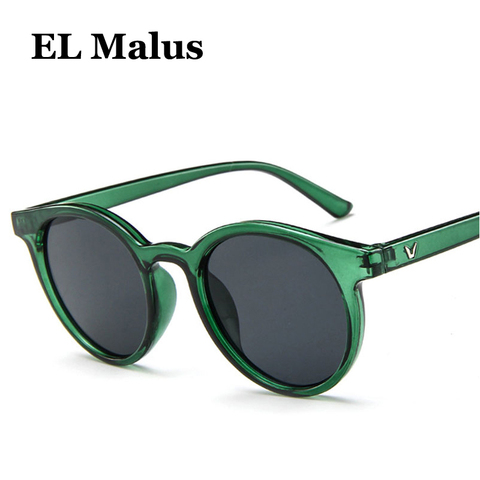 [EL Malus] Nuevo marco redondo gafas de sol mujeres Retro marca diseñador Rosa verde amarillo gafas de sol moda femenina al aire libre conducción ► Foto 1/6