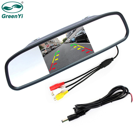 GreenYi-Espejo LCD TFT de 4,3 pulgadas para coche, Monitor de vista trasera para aparcamiento con 2 entradas de vídeo ► Foto 1/6