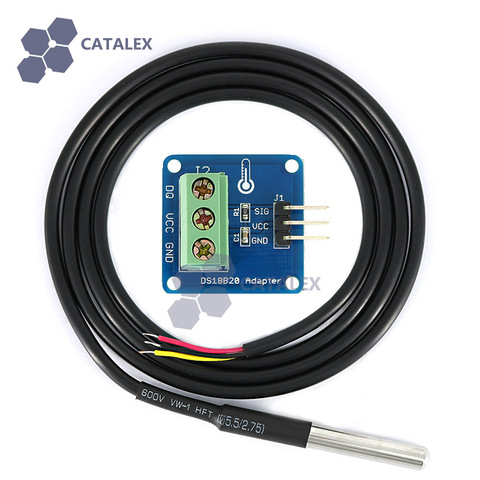 Sensor de temperatura resistente al agua DS18B20 (100 cm) + Módulo adaptador DS18B20 para Arduino ► Foto 1/6