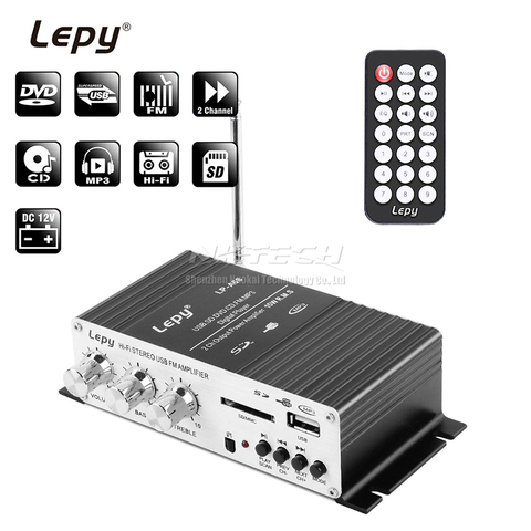 LP-A68 Lepy reproductor Digital de coche amplificador de potencia MINI Hi-Fi Stereo Audio en casa AMP 2-Canal 15W RMS SD CD DVD MP3 USB RCA Radio FM ► Foto 1/1