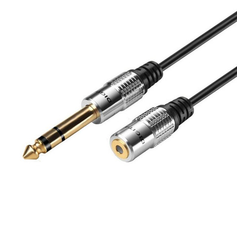 LBSC aluminio 6,35mm 1/4 pulgadas enchufe macho estéreo a 3,5mm conector hembra estéreo Cable de extensión de auriculares-1 pies ► Foto 1/4