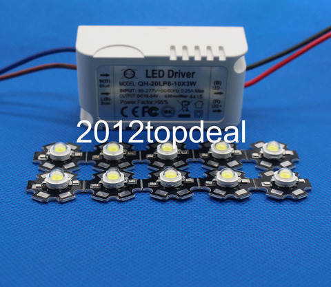 10 Uds 3W blanco 6000-6500K led chip y con 1 Uds 6-10x3W Controlador led para DIY ► Foto 1/5