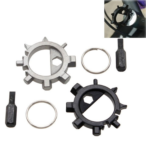 1Set Stainless Steel Multi-functional Screwdriver Key Ring EDC Tool Bottle Opener Bicycle Adjust Tools Grey Black Color ► Foto 1/6