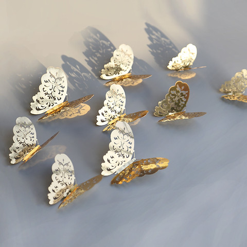 12 piezas 3D mariposa calcomanía de pared para decoración del hogar DIY mariposas nevera pegatinas decoración de la habitación decoración de la boda ► Foto 1/6
