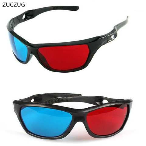 ZUCZUG-Gafas de plástico 3D con marco negro, lentes de plástico universales con marco negro, rojo, azul, cian, 3D, Anaglyph, películas, DVD, Visión de juegos, cine ► Foto 1/4