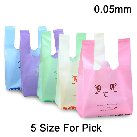 10 unids/pack 5 Color bolsa de compras supermercado chaleco bolsa de bolsas de plástico con mango de Boutique de ropa ► Foto 1/6
