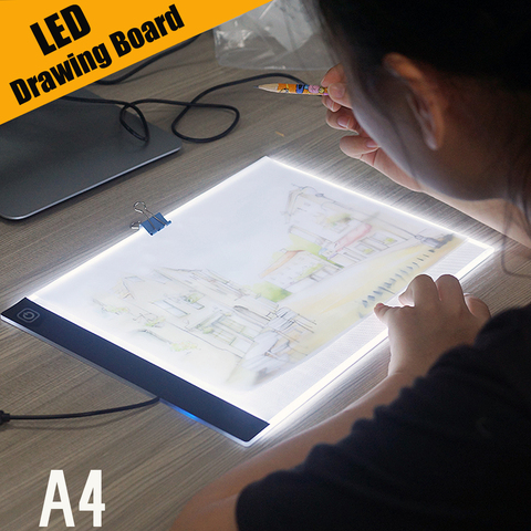 LEORY LED tableta de dibujo A4 LED tableta gráfica de escritura cuadro de luz arte con plantillas tablero de luz Pad Ultra delgado 33x22x3.5mm ► Foto 1/6
