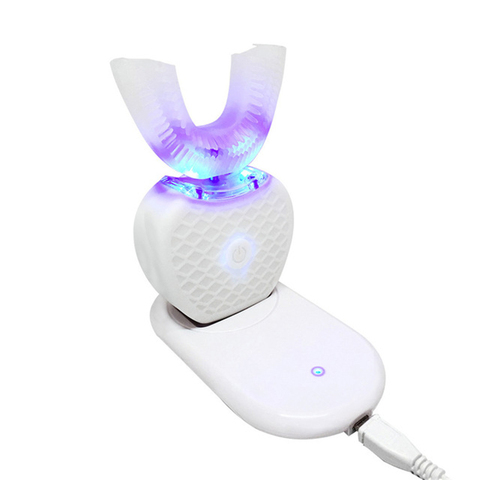 360 grados automático inteligente Sonic cepillo de dientes eléctrico de tipo U 4 modos de cepillo de dientes de carga USB dental luz azul ► Foto 1/6