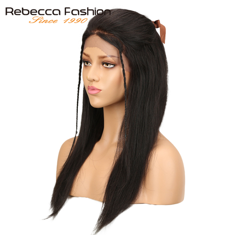 Rebecca 4x4 frente de encaje pelucas de cabello humano para las mujeres pelo recto Remy brasileño peluca Frontal Natural negro envío gratis ► Foto 1/1