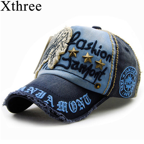 Xthree marca de moda de algodón bordado antiguo estilo gorra de béisbol gorra snapback sombrero para hombres y mujeres ► Foto 1/6