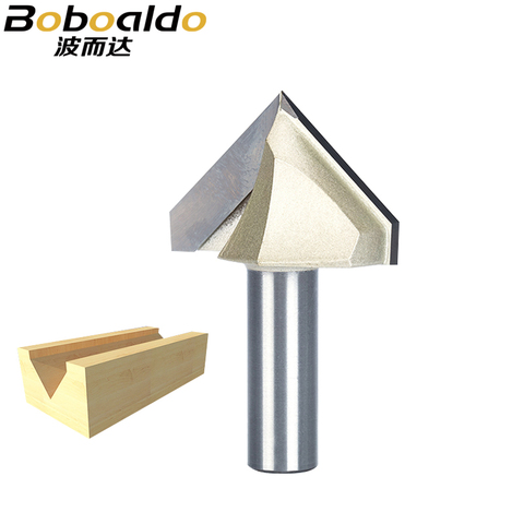 1 Uds 1/2 1/4 mango V Tipo de ranurado de corte profesional Router Bits para madera de 90 grados de carpintería herramienta de talla ► Foto 1/6