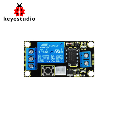 Módulo de relé Keyestudio con un canal de 12 V controlado por botón para Arduino (negro y respetuoso con el medio ambiente) ► Foto 1/1