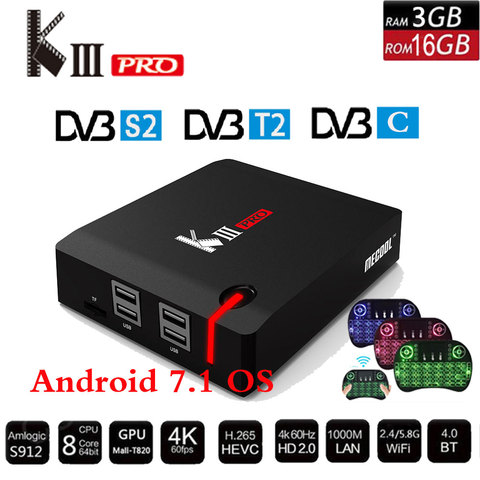MECOOL matar PRO DVB-S2 DVB-T2 DVB-C decodificador Android 7,1 caja de TV 3 GB 16 GB K3 Pro Amlogic S912 Octa core 64bit 4 K Combo Set top box ► Foto 1/6