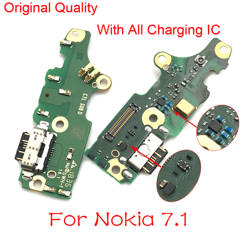 Para Nokia 7,1 USB puerto de carga del muelle del cargador conector de antena Mic Flex Cable placa de circuito para Nokia 3,1 Plus 5,1 ► Foto 1/6
