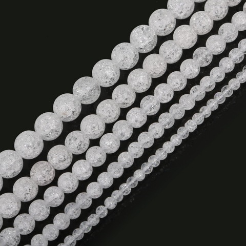 Cuentas de piedra Natural para la fabricación de joyas, cuentas de cuarzo de nieve blanca agrietada, cuentas de cuenta espaciadora de cristal de 15 
