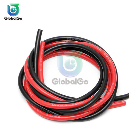 2 piezas de Cable de silicona de 16 AWG a prueba de calor de silicona suave Cable de Gel de sílice 1 metro negro + 1 metro rojo ► Foto 1/6