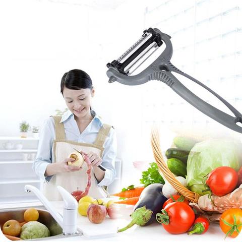 Multifuncional 360 grado Papa giratorio pelador cortador de verduras fruta melón cepilladora rallador de accesorios de cocina Gadget de 3 hojas ► Foto 1/5