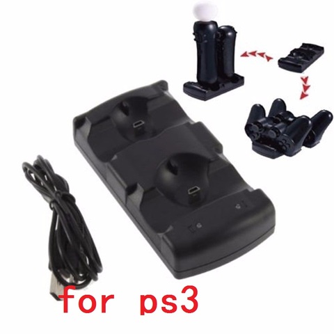 FZQWEG cargadores duales cargador de base de carga doble alimentado por USB para PlayStation 3 para Sony para PS3 controlador y navegación movimiento ► Foto 1/4