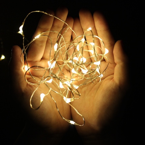Guirnalda de luces LED de cobre de 1M, 2M, 5M y 10M, guirnalda de Navidad, decoración de habitación interior, batería USB ► Foto 1/6