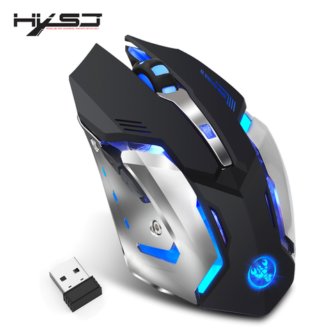 HXSJ-ratón inalámbrico M10 para videojuegos, 2400dpi, recargable, con retroiluminación de 7 colores, cómodo para jugadores, ordenador de escritorio y portátil ► Foto 1/6