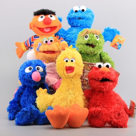 Muñecos de peluche de Barrio Sésamo para niños, 7 personajes, Elmo, monstruo de las galletas, Ernie, pájaro grande, Grover, suaves, 21-40 CM ► Foto 1/6