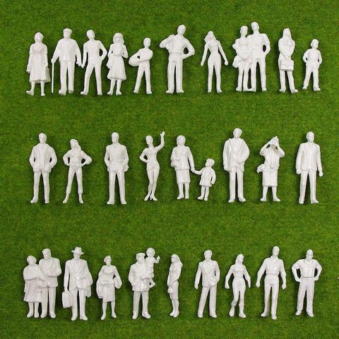 Figuras de pie blancas de 90 Uds., personas sin pintar O a escala 1:43, para modelismo de tren en miniatura ► Foto 1/4