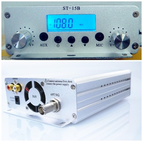 108 W/15 W modo Dual 12 V 5A 87 MHz-ST-15B MHz FM Transmisor de transmisión estéreo PLL fm radio emisora 1,5 ► Foto 1/1