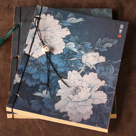 19,5*13,5 cm cuaderno de peonía Vintage chino diario de estilo antiguo chino Bloc de notas de flores Retro para niños pintura libro de bocetos Kraft ► Foto 1/6