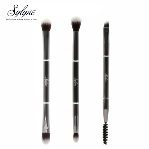 2017 nuevas llegadas sylyne pinceles de maquillaje 100% metal doble de composición mezcla sombra de ojos ceja corrector maquillaje cepillos titular. ► Foto 1/5