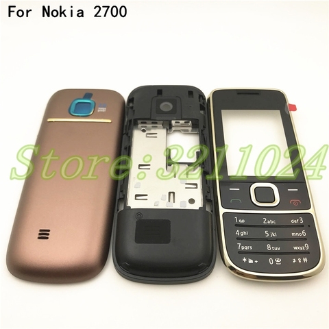 Nueva carcasa Original de buena calidad para Nokia 2700 marco de puerta + cubierta trasera de batería + Teclado + logotipo ► Foto 1/1