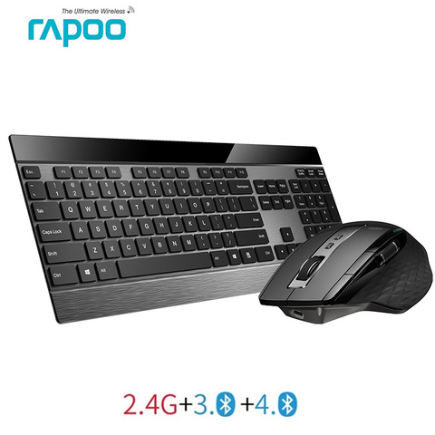 Rapoo inalámbrico Multi-modo Metal delgado teclado y ratón láser recargable Combo Bluetooth 3,0/4,0 y 2,4g cambiar entre 4 dispositivos ► Foto 1/6