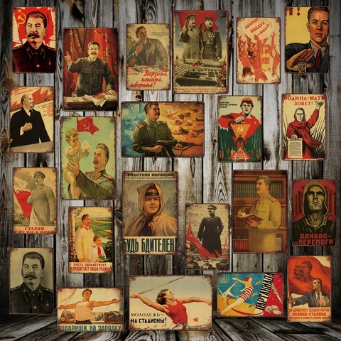 [Mike86] Stalin Lenin el socialismo soviético signo de Metal Pub Vintage Mural óxido pintura arte etiqueta engomada del arte del cartel Poster La 20*30 CM LT-1748 ► Foto 1/2