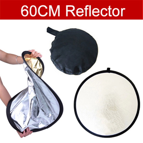 Reflector de estudio de fotografía número de seguimiento + 60cm Reflector de cámara de tablero suave de doble cara dorado y plateado reflectores de fotografía ► Foto 1/6