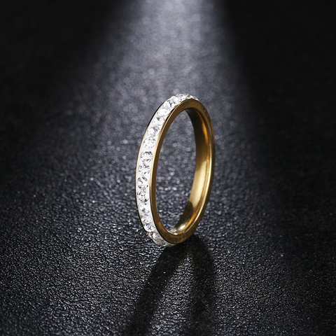 DOTIFI 316L anillos de acero inoxidable de las mujeres de plata/de oro de cristal de Color de boda anillo de la joyería ► Foto 1/6