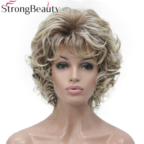 StrongBeauty-Peluca de cabello rizado corto sintético para mujer, resistente al calor, sin cabeza ► Foto 1/6