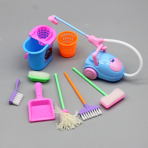 Juego de accesorios para muñecas pequeñas, Herramientas de limpieza del hogar para Barbies, accesorios para muñecas Barbies, juguetes educativos para niños, 9 Uds. ► Foto 1/6