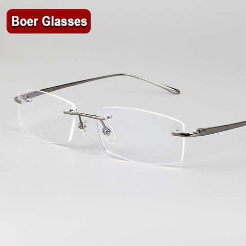 Nuevas llegadas de negocios gafas 100% puro titanium hombre sin montura gafas marco luz peso receta RXable tamaño 6379 55-17-140 ► Foto 1/6