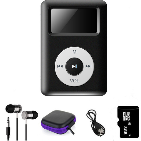 Mini Clip reproductor de MP3 con ranura para tarjeta Micro TF/SD deportes MP3 reproductor de música + línea de datos USB + auriculares deporte + caja de almacenamiento + tarjeta de memoria ► Foto 1/6