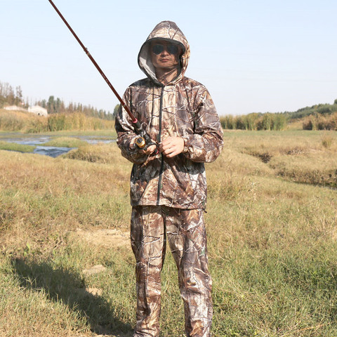 Ropa de pesca de caza antimosquitos transpirable biónico Pino camuflaje abrigo ejército táctico deporte chaqueta y pantalones ► Foto 1/1