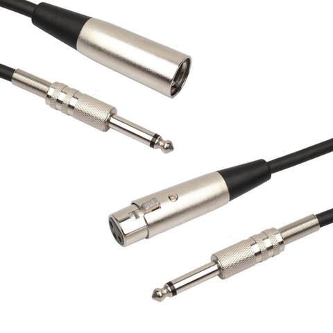 Mono Jack 1/4mm/6,35mm a 3 pines XLR macho hembra Cable de Audio profesional Mic Cable adaptador para micrófono altavoz amplificador ► Foto 1/6