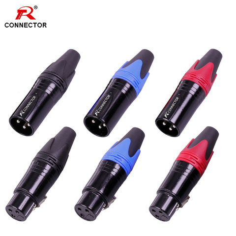 Conector XLR NC3MXX y NC3FXX, 3 pines, conector macho XL de soldadura y clavija de Audio hembra para micrófono, 7 colores disponibles 1 unidad ► Foto 1/6