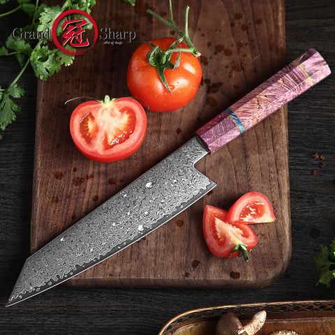 Cuchillo de Chef vg10 de acero de Damasco, 8,2 pulgadas, japonés, Kiritsuke, rebanador de carne y verduras, con caja de regalo ► Foto 1/6