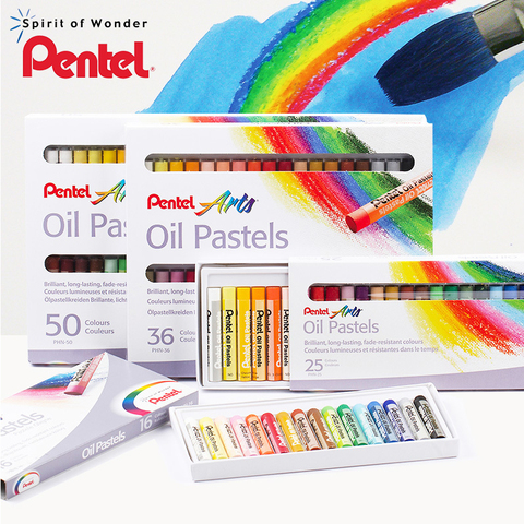 Pentel-crayones de forma redonda PHN12/25/36/50 colores para niños, juego de pasteles al óleo profesionales suaves, pluma de dibujo para niños ► Foto 1/6