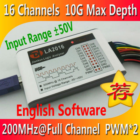 Kingst LA2016 analizador USB Logic 200M Frecuencia de muestreo 16 canales 10B muestras MCU brazo FPGA herramienta de depuración inglés software ► Foto 1/6