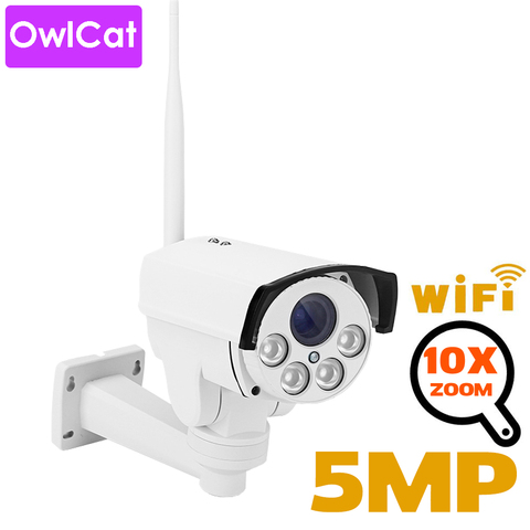 OwlCat-cámara IP inalámbrica con Zoom óptico 5x 10x, HD, 5MP, Sony 335, PTZ, WiFi, para exteriores, con tarjeta SD TF, 128GB, Audio y vídeo, micrófono IR ► Foto 1/6